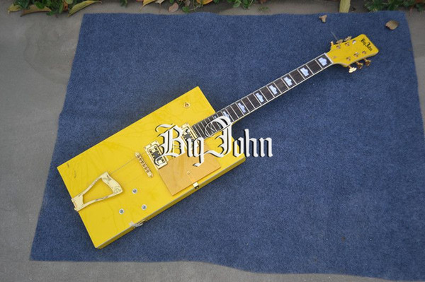 free shipping new yellow electric guitar with gold hardware+foam box F-3013