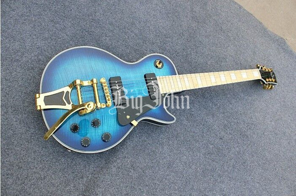 new Big John electric guitar in blue with gold hardware made in China F-1754