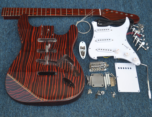 free shipping new Semi-finished Big John single wave electric guitar with zebra wood body and neck BJF-129