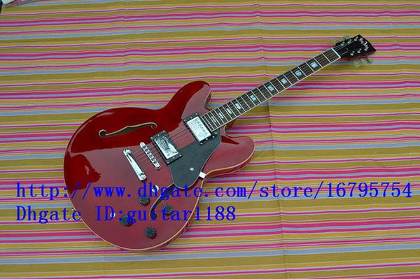 free shipping wholesale and retail music instrument new burgundy hollow electric guitar F-1169