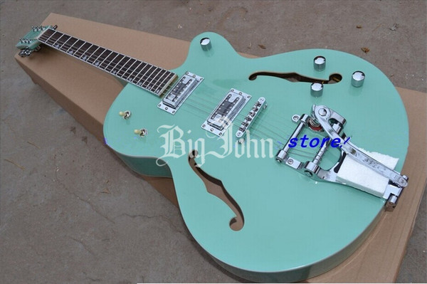 free shipping new Big John hollow electric guitar in light green made in China F-1851