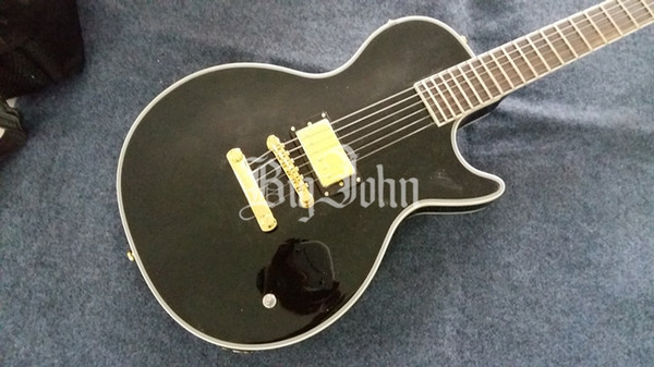 new Big John customized electric guitar in black with mahogany body with one piece pickup F-3341