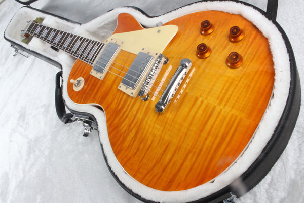 In stock 1959 r9 honey burst LP style standard best tiger fire electric guitar High quality guitar Custom Shop free shipping!