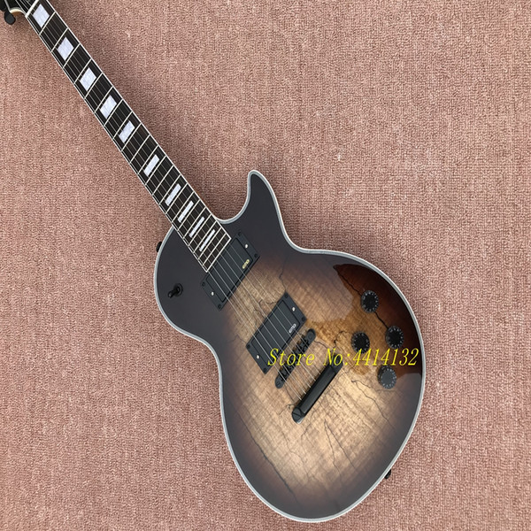 Custom shop black hardware electric guitar,antique natural Rotten wood texture guitar,real photos