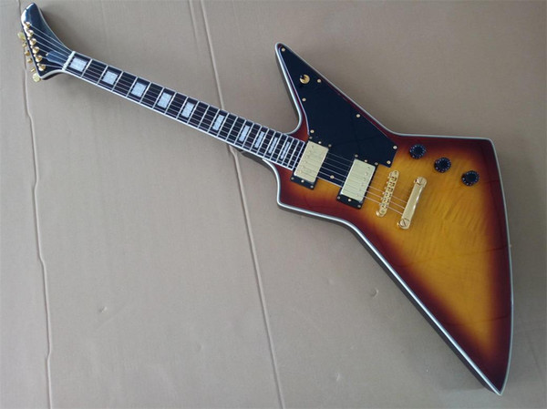 Cherry Sunburst/22 Frets/6 string Explorer electric guitar/Mahogany body/Rose wood Fingerboard/Free shipping