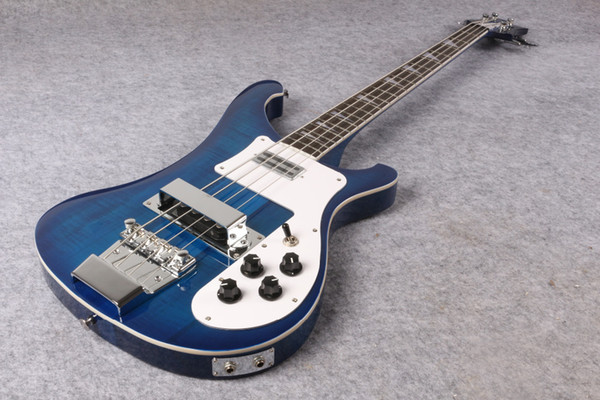 OEM Factory Rick 4003 model Ricken 4 strings ash body with neck Thru Electric Bass guitar ocean bluecolor free shipping