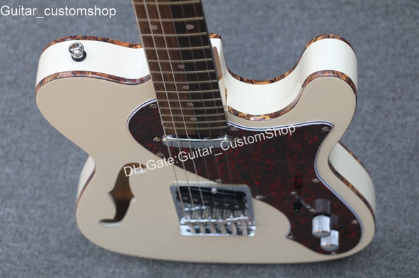 2019 custom shop Deluxe white Telecaster electric guitar,color binding F hole guitar,free shipping