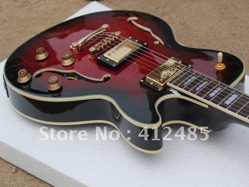 wholesale red JAZZ Semi Hollow electric guitar mahogany body free shipping