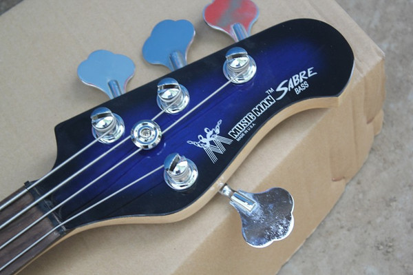 Free Shipping Guitar High Quality Music Man SABRE Active Pickup Ernie Ball Sting Ray Blue 4 String Bass Guitar,Can be customized