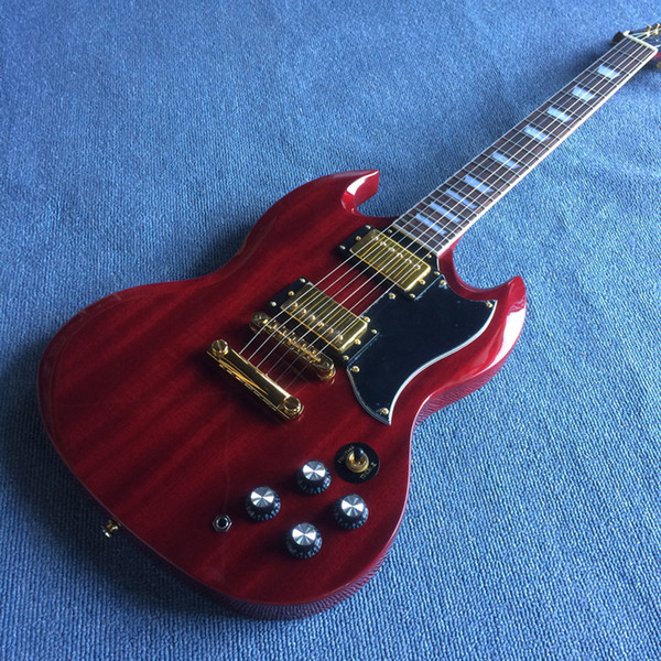 High Quality wine red guitar SG Electric Guitar,Solid Mahogany,gold hardware ,Rosewood Fingerboard,one piece neck