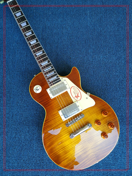 Free delivery upgrade custom store 1959 R9 tiger flame LP electric guitar standard LP 59 Electric Guitar wholesale