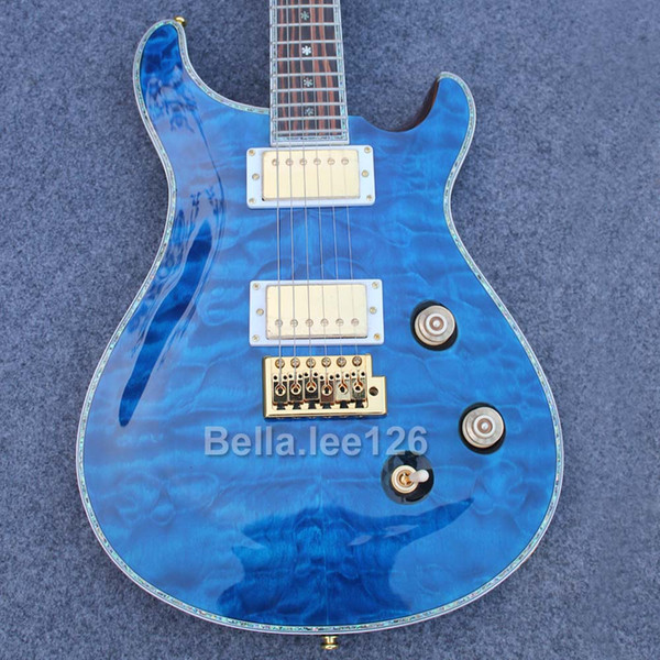 Music instrument guitar store,Sky blue quilted maple top ,gold hardware Paul Smith guitar electric,free shipping