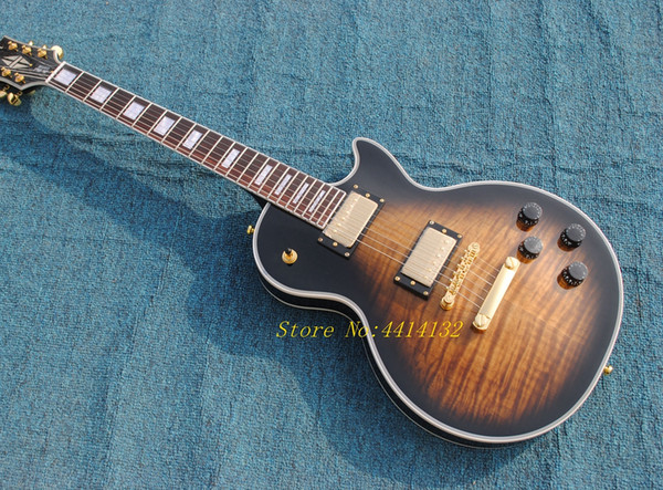 custom LP musical instrument electric guitar, color selectable, good tiger stripes, EMS free shipping