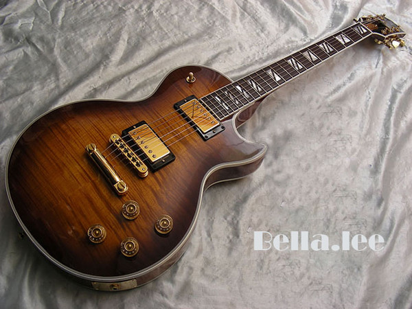 Custom guitar store,flame maple Top Vintage sunburst color Convex body electric guitar,China made guitars