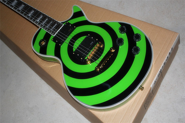 New Arrival Top Quality Custom Shop Green Zakk Wylde Bullseye Mahogany Body Rosewood Fretboard 2 Pickups Electric Guitar