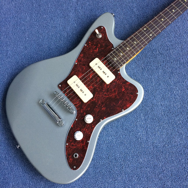 Custom Shop Fano Alt De Facto JM6 Metallic silver Electric Guitar Cream color P-90 Pickuos safflower Pickguard170924