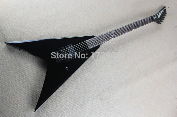 free shipping china Custom shop Top Quality ackson flying V electric guitar black with Active pickups 930