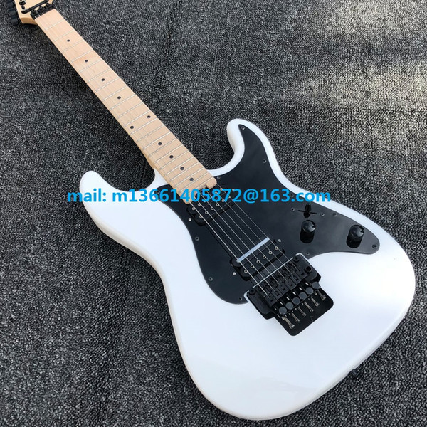 Snow White Floydrose Tremolo M6 lockingtuners solid mahogany body electric guitar free shipping