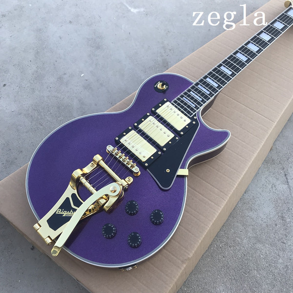 new arrival high quality Custom guitar Purple color Electric guitar,Flame Maple Top, hot selling high quality Guitarra