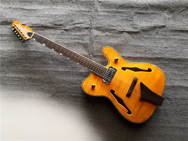 Top quality custom JAZZ TL hollow body f hole electric guitar gold hardware musical instrument shop