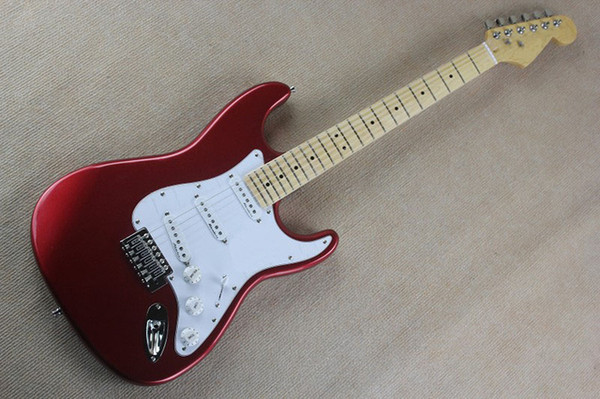 New Arrival Guitar F SSS Stratocaster Red White Pickguard 6 Strings natural Wood Electric Guitar