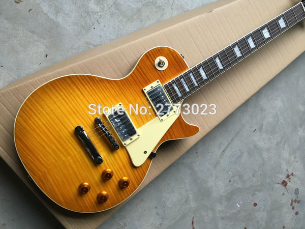 Top Quality Electric guitar, with Real Abalone inlay, Flame Maple color guitarra -Wholesale