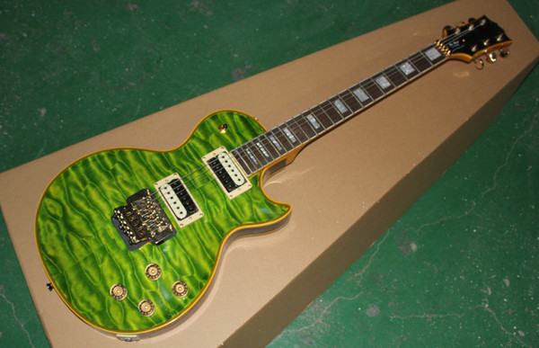 OEM Guitar New Arrival RPS electric guitar,SEE thru green,quilt flame body top !