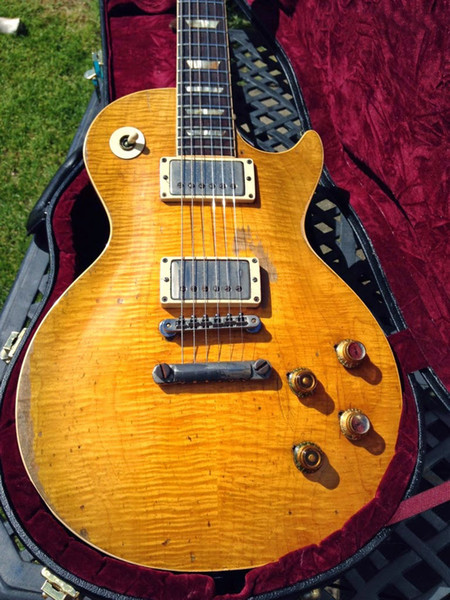 Rare Aged Relic Peter Green Gary Moore Electric Guitar Custom Shop Natural Flame Conversion lemon burst honey burst guitars