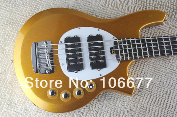 Free Shipping 2014 New Arrival Music Man Bongo Golden Active Pickups 5 String Bass Electric Guitar Musicman