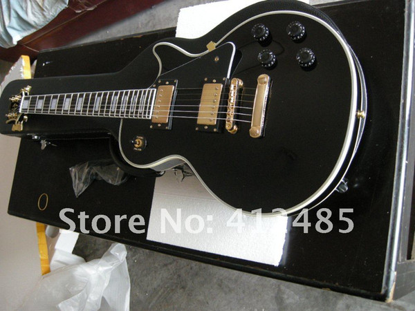 Hot Guitar black LP Custom Electric guitar ebony board electric guitar WITH case in stock