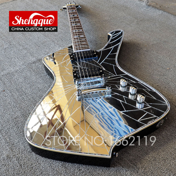 Custom guitar real Mirror cracks Electric Guitar 6 strings guitars top quality Alien Guitarra musical instruments