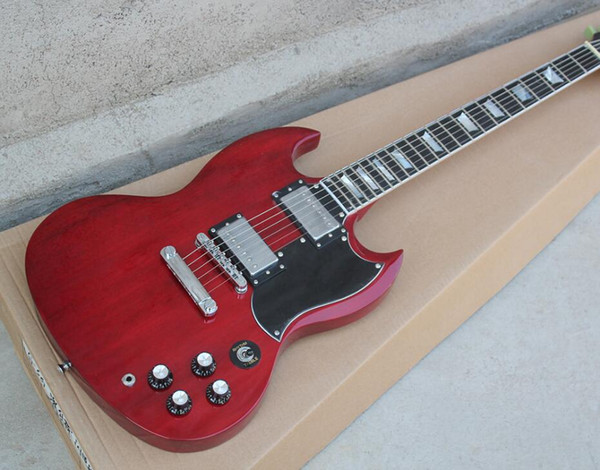 free shipping Red color Electric Guitar with Black Pickguard,Chrome Hardwares,rosewood fingerboard,can be changed as you request