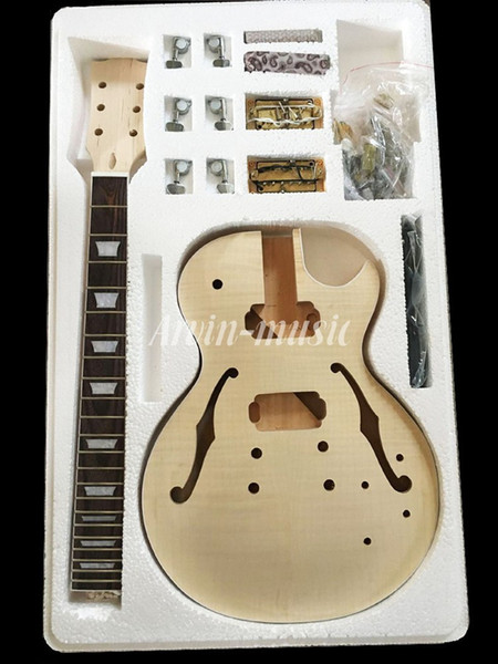 Hot! Factory custom shop High Quality Electric Guitar DIY Kit Set Mahogany Body Rosewood Fingerboard Nickel Alloy String,Double-hole