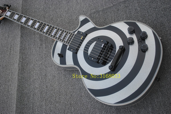 Factory Price Custom Shop 6 Strings EMG pick-up Zakk Wylde Bullseye Silvery & black Circle Electric Guitar Free shipping