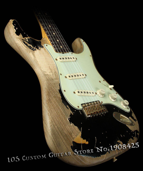 John Mayer Tribute Strat Nitrolacquer Black 1 John Cruz Masterbuilt Heavy Relic ST Electric Guitar, Vintage Kluson Tuners, Aged Hardware