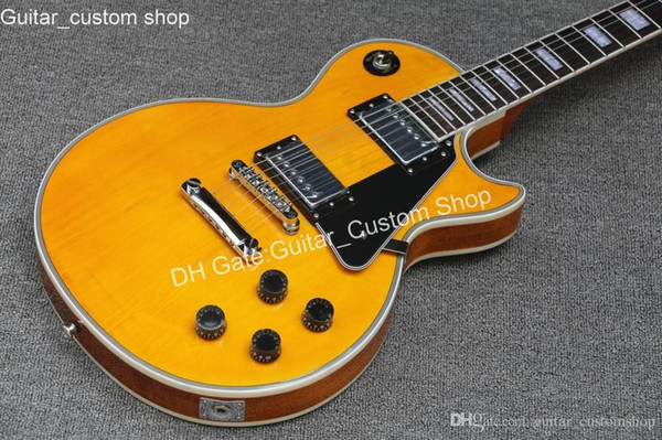 New arrival custom trans yellow electric guitar,High quality maple top guitar,Chrome hardware,free shipping