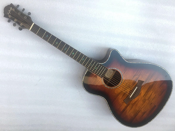 Free shipping! wholesale hand-made flame maple top acoustic electric guitar low string action 20190120