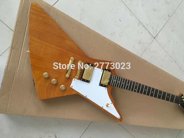 Factory custom G custom shop Explorer shape Electric guitar,with Gold Hardware, in Amber yellow color, All color are available