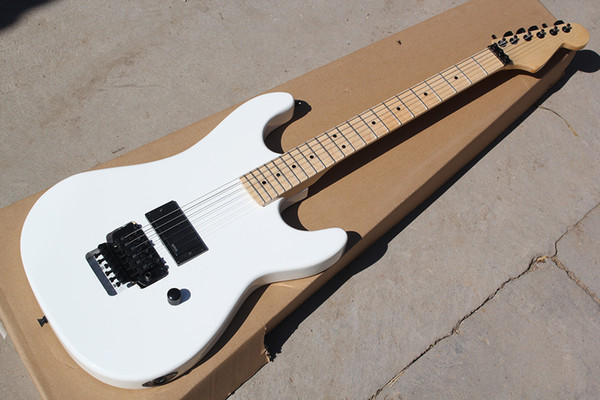 Factory Custom White Body Electric Guitar with one Pickup,Maple Fingerboard,Black Hardwares,Offer Customized