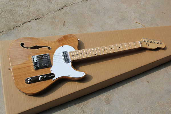 Free shipping 2018 new Semi-hollow 6 strings electric guitar models TELE single F-hole wood color guitar