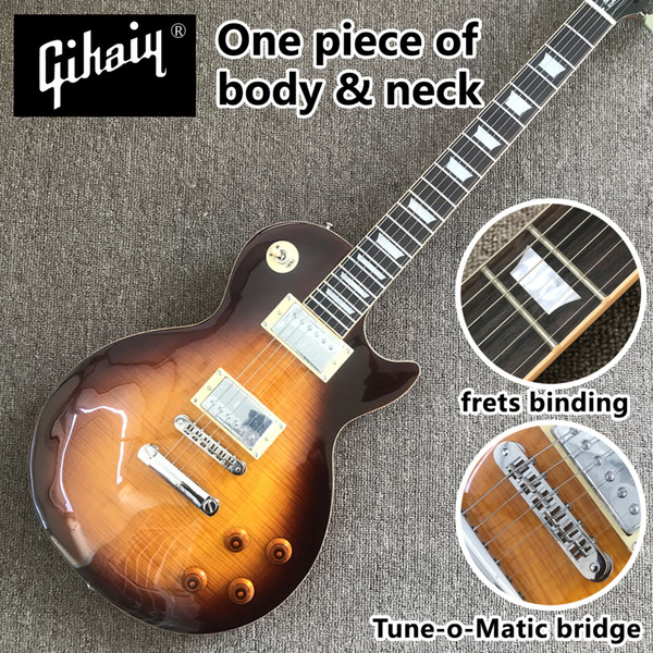 NEW LP 1959 R9 electric guitar, TS02 one piece of body & neck frets binding electric guitar with Tune-o-Matic bridge, free shipping