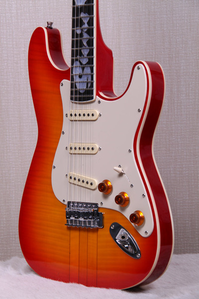 Custom Shop Stevie Ray Vaughan SRV Number One Hamiltone Cherry Sunburst ST Electric Guitar Book-matched Curly Maple Top & Flame Maple Back