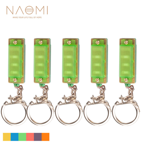 NAOMI Mini Keychain Harmonica Set 4 Holes 5 pcs/ Set Children Toy's Keyring Kid's Gifts Mobile Key Rings