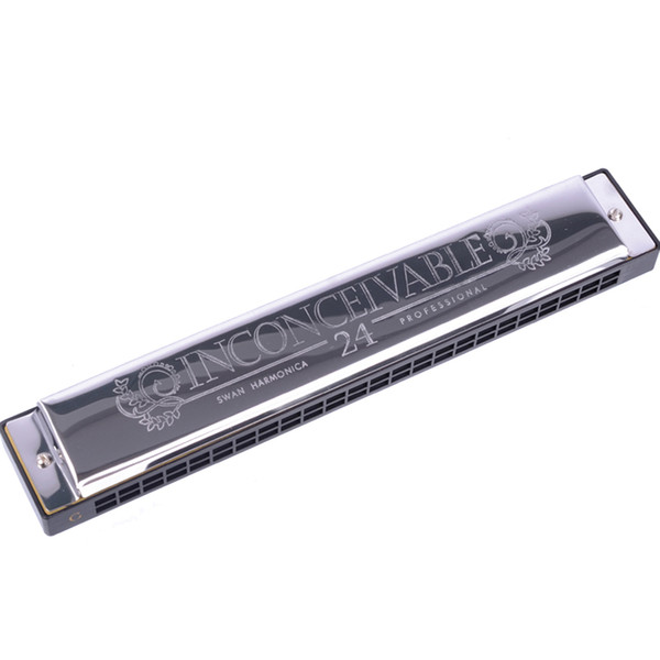 Swan SW24-4 Tremolo Harmonica 24 Holes 48 Tones C Key with Black Box