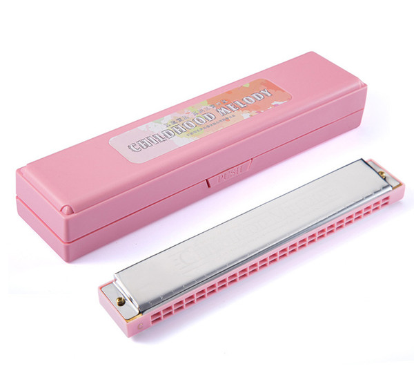 24 Hole Harmonica Mundharmonika for Children Students Tremolo C Color Frets Instructional Performance Home Practice Music Toys Gif