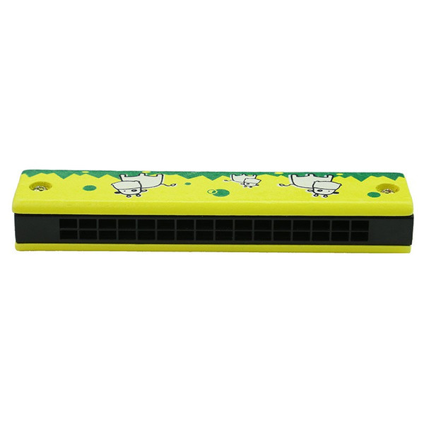 2019 Wooden Harmonica for Children Toys 16 Holes Double-Row Blow Cartoon Color Woodwind Mouth Harmonica Melodica