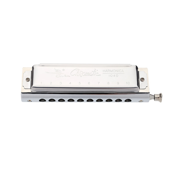 Top Quality Swan Chromatic Key of C Harmonica 10 Holes 40 Tones Mouth Organ Silver with Exquisite Box