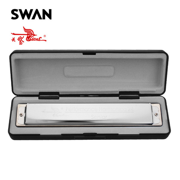 Swan Harmonica 24 Holes Copper Board Harmonica Musical Instruments Woodwind Harps Accessories Accordion Packed Plastic Box SW24H