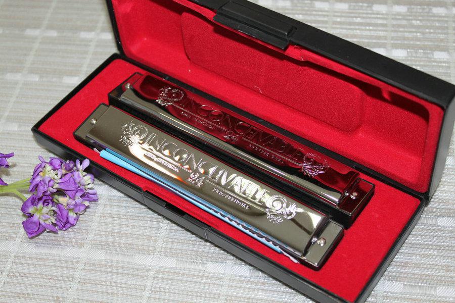 2 piece 24 hole special tune pairs packing harmonica free case