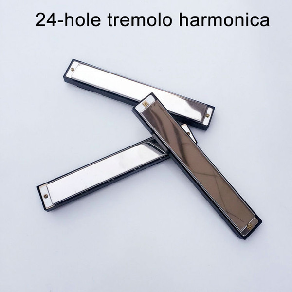 Silve Metal Harmonica 24 Hole Blues Diatonic Harp gaita de boca Mouth Organ Musical Instrument harp Tooth piano gift free shipping